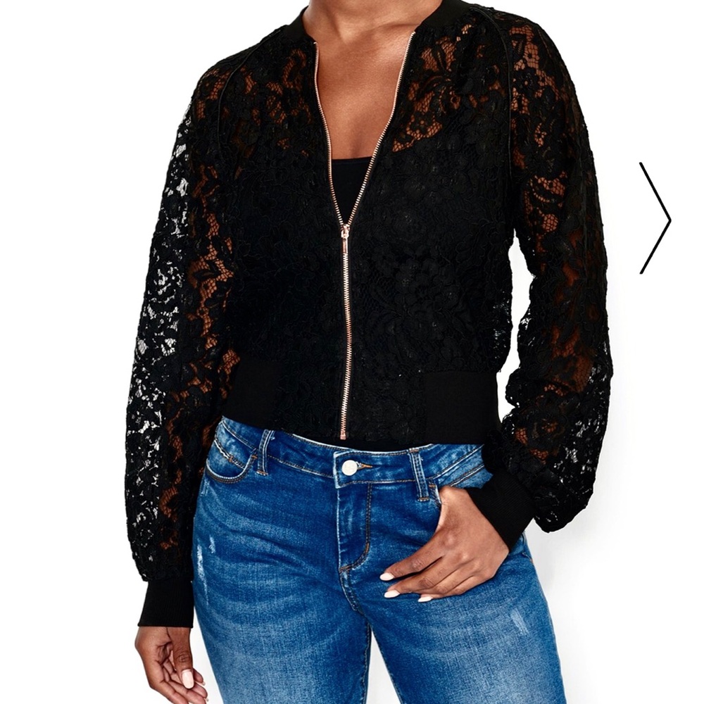 Stitchfix - boho lace bomber jacket